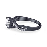 Princess Cut Wedding Ring Round Simulated Cubic Zirconia 925 Sterling Silver
