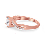 Princess Cut Wedding Ring Round Simulated Cubic Zirconia 925 Sterling Silver