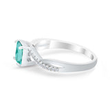 Princess Cut Wedding Ring Round Simulated Cubic Zirconia 925 Sterling Silver