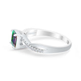 Princess Cut Wedding Ring Round Simulated Cubic Zirconia 925 Sterling Silver
