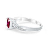 Princess Cut Wedding Ring Round Simulated Cubic Zirconia 925 Sterling Silver