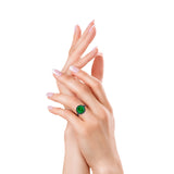 Large Stone Cocktail Ring Art Deco Simulated Cubic Zirconia 925 Sterling Silver