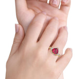 Halo Heart Promise Ring Simulated Cubic Zirconia 925 Sterling Silver