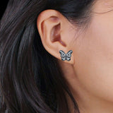 Butterfly Stud Earrings Cubic Zirconia 925 Sterling Silver