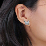 Butterfly Stud Earrings Cubic Zirconia 925 Sterling Silver