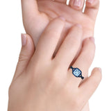 Halo Cushion Infinity Twist Side Stone Simulated Blue Sapphire CZ Engagement Ring Cubic Zirconia 925 Sterling Silver