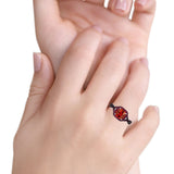 Halo Cushion Infinity Twist Side Stone Simulated Ruby CZ Engagement Ring Cubic Zirconia 925 Sterling Silver