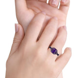Halo Cushion Infinity Twist Side Stone Simulated Amethyst CZ Engagement Ring Cubic Zirconia 925 Sterling Silver