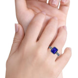 Bezel Set 8mmx6mm Emerald Engagement Ring Cubic Zirconia 925 Sterling Silver