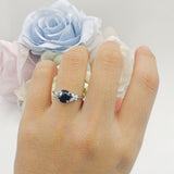 Art Deco Round Butterfly Ring Natural Black Onyx 925 Sterling Silver