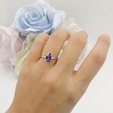 Marquise Solitaire Engagement Ring 7X14 Natural Amethyst 925 Sterling Silver