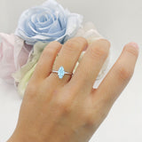 Marquise Solitaire Engagement Ring 7X14 Natural Aquamarine 925 Sterling Silver