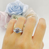 Two Piece Round Natural Rutilated Quartz Vintage Style Bridal Engagement Ring 925 Sterling Silver