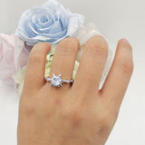 Sun Ring Round Natural Moonstone 925 Sterling Silver