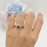 Sun Ring Round Natural Black Onyx 925 Sterling Silver