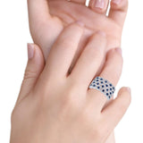 Half Eternity Fashion Band Ring Round Simulated CZ 925 Sterling Silver