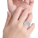 Half Eternity Fashion Band Ring Round Simulated CZ 925 Sterling Silver