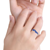 Half Eternity Baguette Ring Band Simulated Blue Sapphire CZ 925 Sterling Silver (5mm)