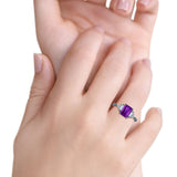 Emerald Cut Art Deco Bridal Wedding Engagement Ring Baguette Simulated Cubic Zirconia 925 Sterling Silver
