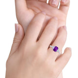 Emerald Cut Art Deco Bridal Wedding Engagement Ring Baguette Simulated Cubic Zirconia 925 Sterling Silver