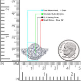 Round Floral Bridal Set Piece Vintage Style Engagement Ring Cubic Zirconia 925 Sterling Silver