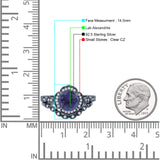 Vintage Style Round Lab Alexandrite Floral Bridal Set Engagement Ring