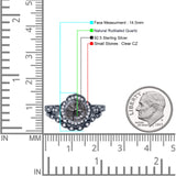 Vintage Style Round Natural Rutilated Quartz Floral Bridal Set Engagement Ring