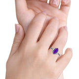 Vintage Marquise Engagement Ring Simulated Cubic Zirconia 925 Sterling Silver