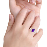 Vintage Marquise Engagement Ring Simulated Cubic Zirconia 925 Sterling Silver