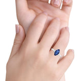 Vintage Marquise Engagement Ring Simulated Cubic Zirconia 925 Sterling Silver