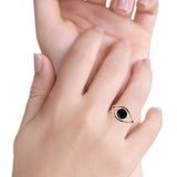 Round Thumb Ring Statement Fashion Oxidized Lab Created Opal Solid 925 Sterling Silver