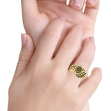 Sunflower Oxidized Sunshine Flower And Leaves Band Solid 925 Sterling Silver Thumb Ring (13mm)