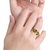 Mushroom Star Ring Oxidized Band Solid 925 Sterling Silver Thumb Ring (12mm)
