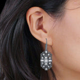 Milgrain Fishhook Earrings Cubic Zirconia 925 Sterling Silver