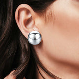 Ball Stud Earrings Round 925 Sterling Silver (2mm-18mm)