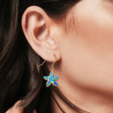 Drop Dangle Starfish Earrings Created Opal 925 Sterling Silver(18mm)