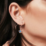 Drop Dangle Turtle Earrings Created Opal 925 Sterling Silver (10mm)