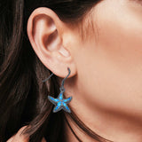Drop Dangle Starfish Earrings Created Opal 925 Sterling Silver (17mm)