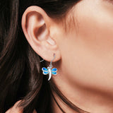 Drop Dangle Dragonfly Earrings Created Opal 925 Sterling Silver(14mm)