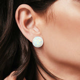 Stud Earrings Lab Created Opal 925 Sterling Silver (14mm)