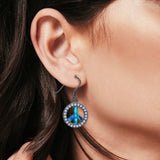 Drop Dangle Round Earrings Created Opal 925 Sterling Silver(19mm)