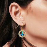 Drop Dangle Round Earrings Created Opal 925 Sterling Silver(19mm)