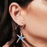 Starfish Drop Dangle Earrings Created Opal 925 Sterling Silver(25mm)