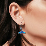 Whale Tail Drop Dangle Earrings Created Opal 925 Sterling Silver(15mm)