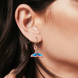 Whale Tail Drop Dangle Earrings Created Opal 925 Sterling Silver(15mm)