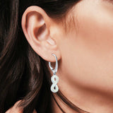 Infinity Dangling Leverback Earrings Created Opal 925 Sterling Silver (15mm)