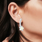 Shooting Star Stud Earrings Created Opal 925 Sterling Silver (13mm)