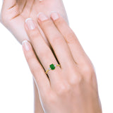 Emerald Cut Wedding Ring Round Simulated Cubic Zirconia 925 Sterling Silver