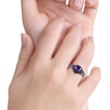 Two Piece Art Deco Wedding Vintage Black Marquise Round Simulated Cubic Zirconia 925 Sterling Silver