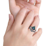 Two Piece Art Deco Engagement Ring Simulated Cubic Zirconia 925 Sterling Silver